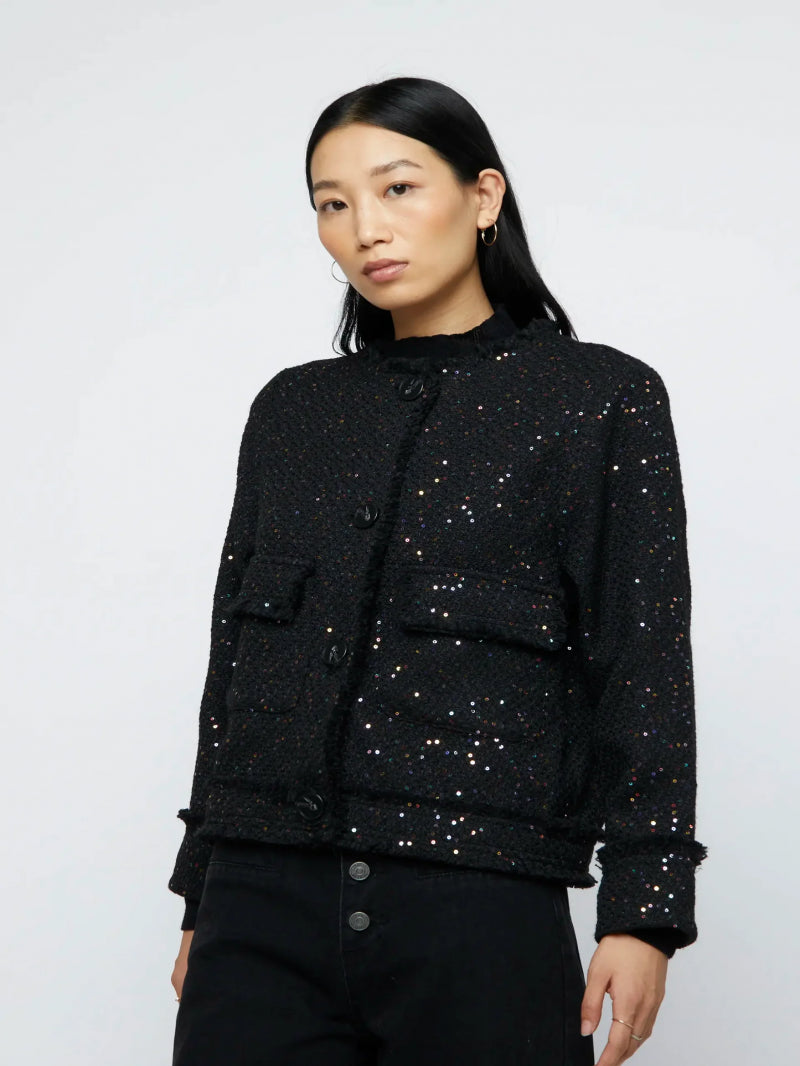 CHAQUETA TWEED NEGRA